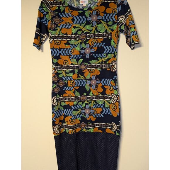 Lularoe Size XXS Julia Dress – Fitted Half Sleeve Floral Multi-Print Multi-Color - Picture 3 of 8